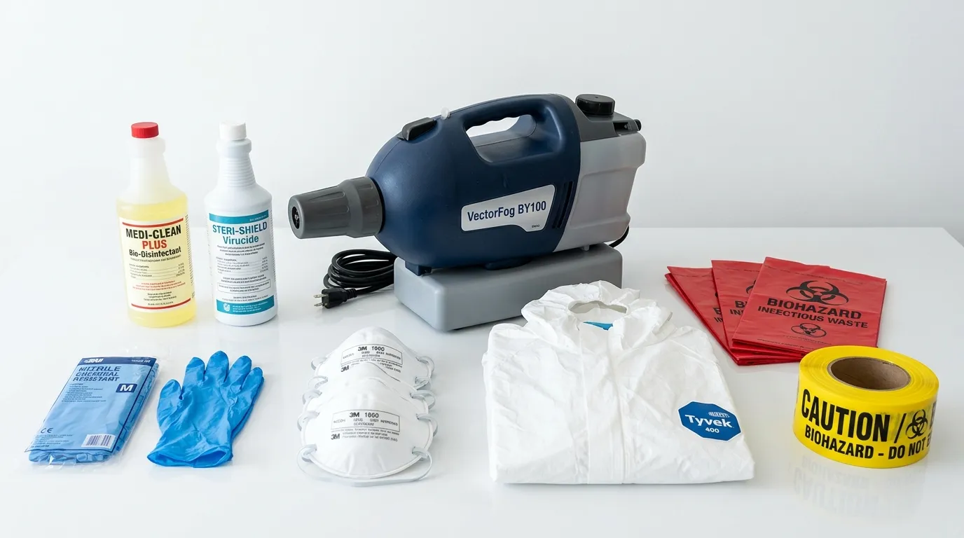 Professional biohazard remediation crew working in Hialeah